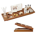 Premium Foldable Teak Bathtub Tray, Expandable Bath Tray for Tub, Luxury Bathtub & Bathroom Accessories - color: Teak