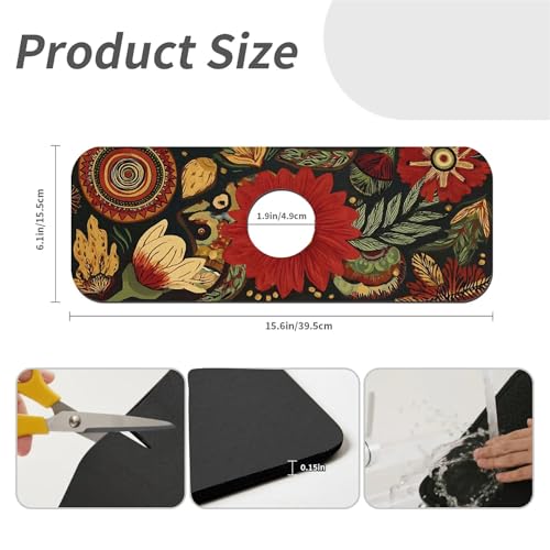 Faucet Fast Absorbent Pad - Bohemian Floral Mandala , Suitable For Kitchen, Bathroom, Island And Other Scenes - color: Bohemian Floral Mandala