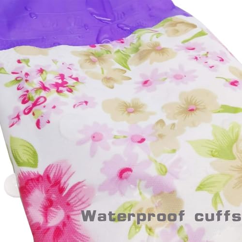 KINGFINGER 2 Pairs Latex-Free Reusable Dishwashing Gloves,PVC Waterproof Long Cuff and Flock Lining Household Cleaning Gloves,for Kitchen & Bathroom Cleaning, Large - color: Purple+pink