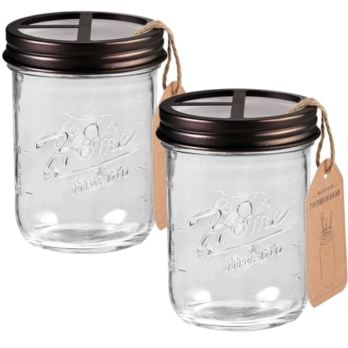 Sheechung Mason Jar Toothbrush Holders, Glass Toothbrush Holders for Bathrooms, Electric Toothbrush Toothpaste Holder Bronze, Bathroom Organizers and Storage, Bathroom Essential, Farmhouse Decor, 2Pcs - color: Bronze-2 Pack