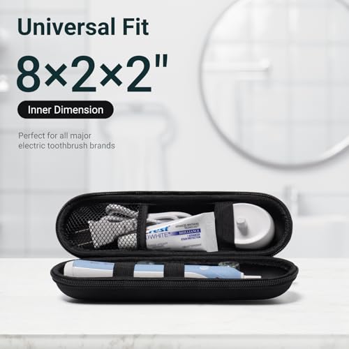 Nincha Compact Electric Toothbrush Travel Case, EVA Protective Storage Bag for Philips Sonicare/Oral-B, Waterproof Portable Carrying Case with Mesh Pocket & Elastic Bands (Black) - color: Black