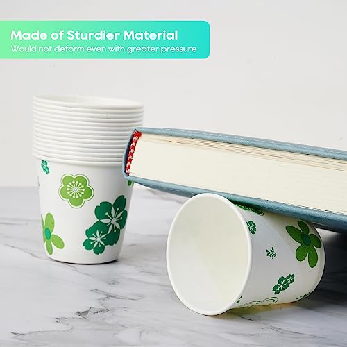 [600 Pack] Paper Cups, 3oz Disposable Bathroom Cups, Mouthwash Cups, Cold Disposable Drinking Cup for Party, Picnic, BBQ, Travel, and Event, Green Floral - color: JP-3-ZB01-600-G