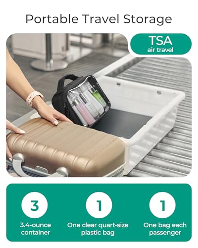 BAGSMART Clear TSA-Approved Toiletry Bag, Puffy Edges Travel Makeup Bag, Large Opening with Handle, Clear Cosmetic Bag with Double Zipper for Women - color: Beige, size: 1Pack