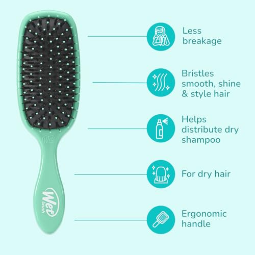 Wet Brush Shine Enhancer, Aqua, Natural Boar Bristles with Ultra-Soft IntelliFlex Technology, Leaves Hair Shiny and Smooth, Detangling Brush for All Hair Types, For Women, Men, Wet & Dry Styling - color: Amazon Aqua, size: 1 Count (Pack of 1)