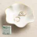 Ceramic Lotus Leaf Trinket Dish, Ring Holder for Jewelry | Keeps earrings, necklaces, keys, and keepsakes handy on vanities or nightstands, a sweet gift for moms, sisters, and friends - color: white