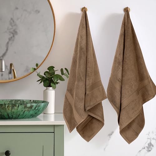 SUPERIOR Egyptian Cotton Plush & Absorbent, Bath Towel Set of 2, Latte | Quick Dry, Soft Luxury Towel Set, Bath Essentials for Bathroom, Guest Bath, Spa, 2 Piece Bath, Madeline Towels - color: Latte, size: ﻿Bath Towel 2-Pack