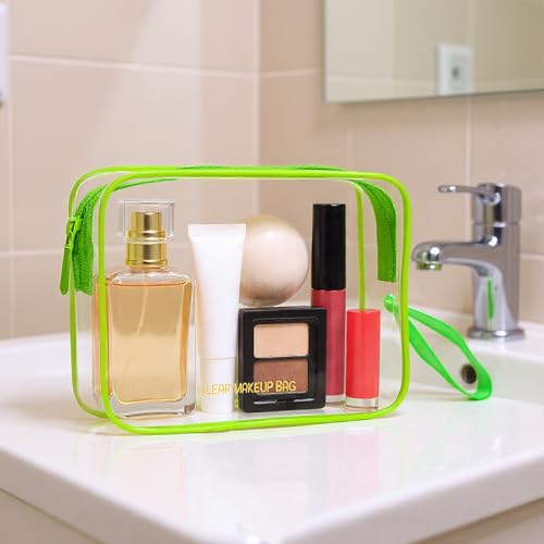 Icramsy Clear Makeup Bag,2 Pack TSA Approved Toiletry Bag Travel Toiletry Bag Hanging Makeup Cosmetic bag for Women Men (Green) - color: Green
