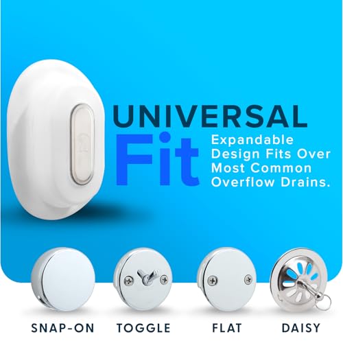 SlipX Solutions Better Soak, Overflow Drain Cover, Adjustable Bathtub Depth Extender, Fits All Drain Types for The Deepest Baths, Silicone, White
