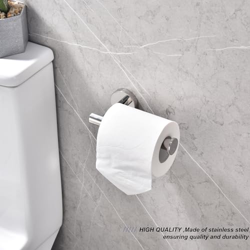 TASTOS Polished Chrome Toilet Paper Holder SUS304 Stainless Steel, Modern Round Tissue Roll Holders Wall Mount, Toilet Paper Roll Dispenser Bathroom 5 inch TP Holder for Kitchen Washroom - color: Polished Chrome