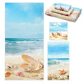 Moukeren Set of 3 Beach Bath Towels Coastal Ocean Bath Towel Hand Towels and Washcloth Soft Shell Conch Starfish Sea Nautical Decorative Towel Summer Gifts for Farmhouse Bathroom Kitchen - style: Beach