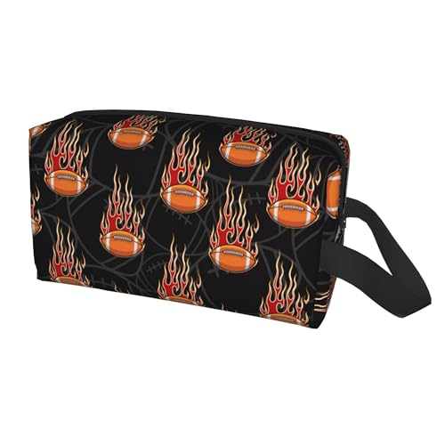 Kids Travel Toiletry Bag for Boys Girls - Waterproof Makeup Pouch Hanging Cosmetic Wash Bags Dopp Kit Shaving Bag for Toiletries Accessories(Fire Football) - color: Fire Football