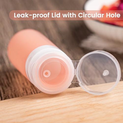 MICEBAY Condiment Squeeze Bottles for Sauces, 3-oz Mini Silicone Salad Dressing Container to Go with Reusable Sandwich Bag, Leakproof Sauce Bottle for Bento Lunch Box, 4 Pack, Candies - color: Candies, size: 3 OZ