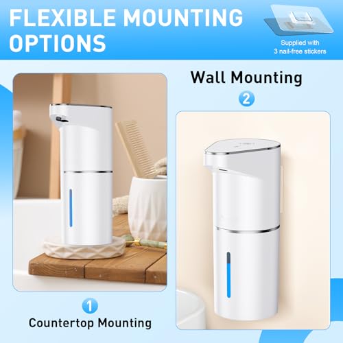 Fantictas Automatic Soap Dispenser,Touchless Hand Wall Mount Rechargeable 3 Gear Adjustable Electric Soap Dispenser 350ml with Infrared Motion Sensor for Bathroom,Kitchen,Office, White Foam - color: White, style: Foam