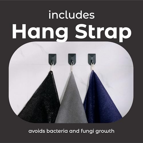 MainBasics Japanese Deep Exfoliating Shower Towel, 3 Pack, Black Ice | Japanese Nylon, Body Washcloth, Textured for Effective Exfoliation, Quick-Dry, Durable, Helps Reveal Smoother Skin - color: Black Ice