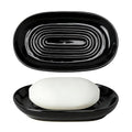 Black Soap Dish for Bathroom & Kitchen Sink – Ceramic Raised Center Keeps Soap Dry & Easy Clean, Heavy Base Stays Put on Wet Surfaces; Also Holds Soap Bars, Sponges, Jewelry, Keys & Small Items - color: Black