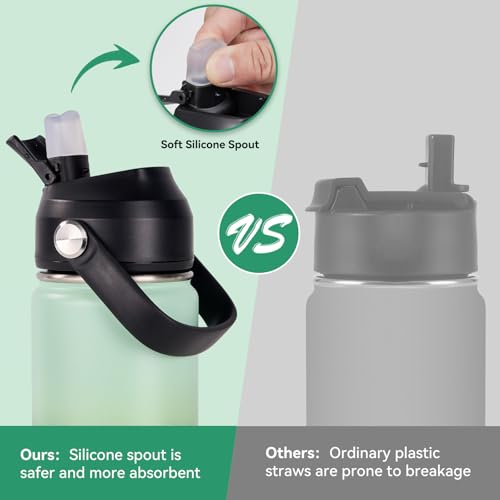 Fijinhom 24oz Insulated Stainless Steel Water Bottle, Wide Mouth Double Wall Vacuum, Silicone Straw, Sweat & Leak Proof, BPA Free Insulated Water Flask for Travel, Green Gradient - color: Green Gradient, size: 24 Ounces