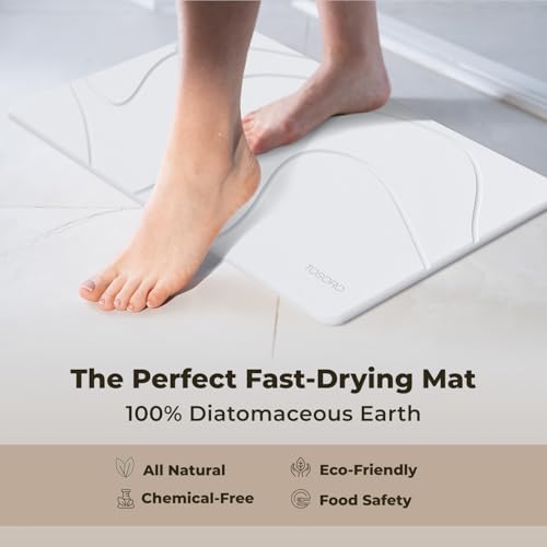 TOSORO - Stone Bath Mat Diatomaceous Earth Shower Mat Non-Slip Super Absorbent Diatomite Stone Bath Mats for Bathroom Floor Quick Drying Natural Easy to Clean (23.5 x 15) - Sandstone - color: Slate Sandstone, size: Pack of 1