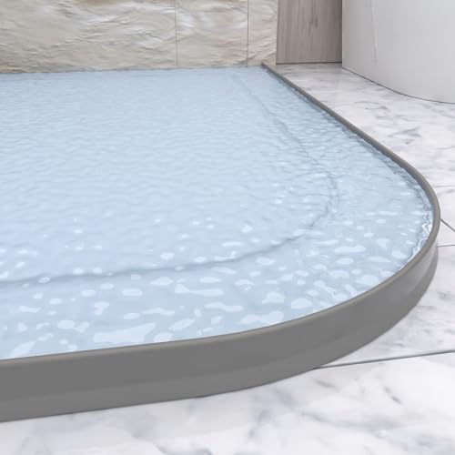 Raycity 3" High Shower Threshold Water Dam 67 IN Collapsible Shower Water Splash Guard for Curbless Shower Threshold Barrier Water Stopper for Wet and Dry Separation Bathroom and Kitchen (Grey) - color: Gray, style: 67 inch