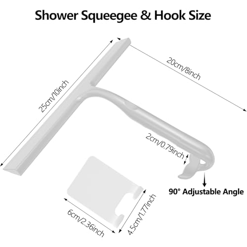 Shower Squeegee for Glass Doors, 2-in-1 Silicone Shower Squeegee with Hook,Hang Anywhere | Streak-Free Bathroom Squeegee | Household Window Mirror Squeegee for Bathroom, Glass, Tile Wall, Car | Gray - color: Gray