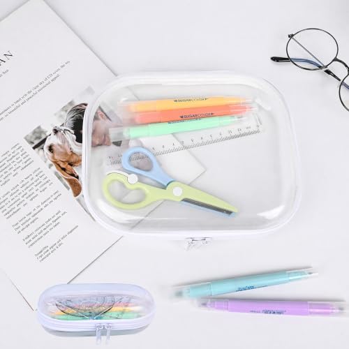 Clear Hard Shell Zipper Case,6PCS Transparent Clear Zipper Pouches,Hard Side Plastic Case Set,Portable Travel Storage Organizer Bins - color: 6pcs-BK-LMS