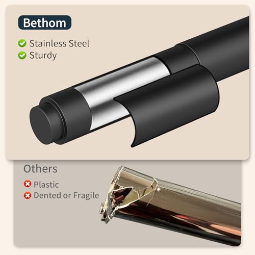 Bethom Toilet Paper Holder with Shelf Wall Mount, Self Adhesive or Screw in, Tissue Holder for Bathroom Washroom RV with Spring Rod, Matte Black