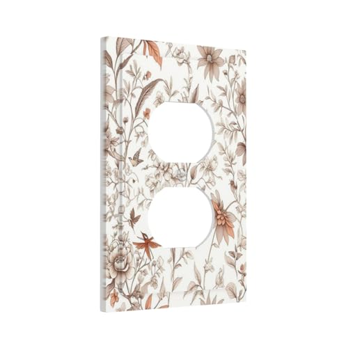 Decorative Outlet Covers Boho Floral Beige Flower And Leaf Botanical 1 Gang Duplex Light Switch Cover Plate Electrical Switch plates Wall Plates Receptacle Covers for Bathroom Bedroom Decor - color: Boho Floral Beige Flower And Leaf Botanical, size: 1 Gan