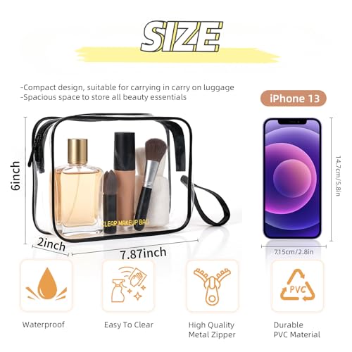 Icramsy Clear Makeup Bag,2 Pack TSA Approved Toiletry Bag Travel Toiletry Bag Hanging Makeup Cosmetic bag for Women Men (Black). - color: Black