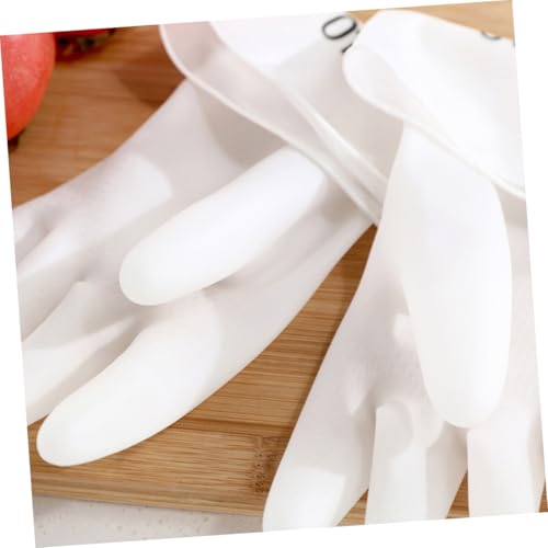 Toyvian Waterproof Household Cleaning Gloves 4-pair Set Plastic Steel Protective Kitchen Gloves L Size White Anti-slip for Dishwashing and Toilet Cleaning