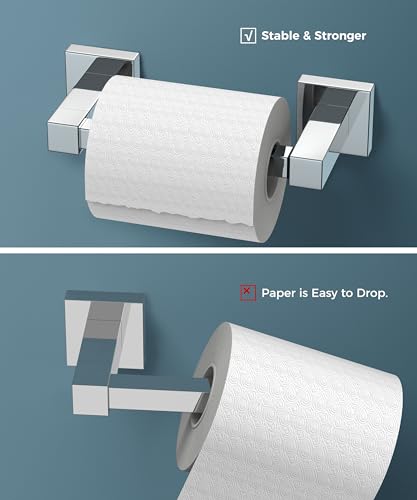 FORIOUS Toilet Paper Holder Wall Mount, Stainless Steel Rustproof Double Post Pivoting Tissue Roll Holder for Bathroom, Commercial Toilet Paper Dispenser (Chrome, Square) - color: Chrome