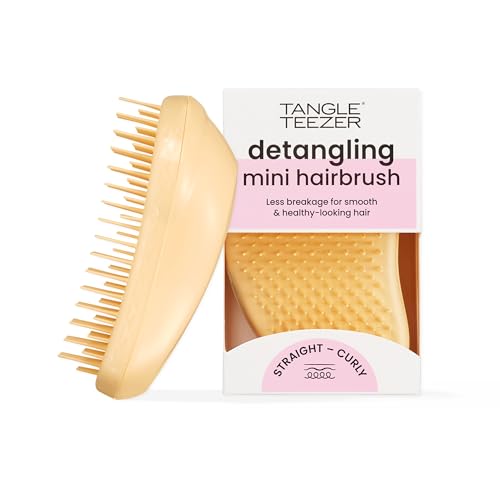 Tangle Teezer Original Detangler Mini Hair Brush, Buttercup Yellow | Travel-size detangling hair brush, gentle on tender scalps; detangles wet or dry hair for straight to curly strands - color: Buttercup Yellow, size: Mini