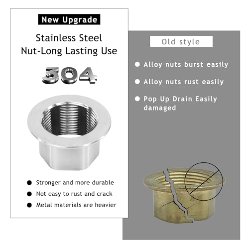 Bathroom Sink Drain,5 Pack Drain Stopper with Overflow,Small Cap Pop Up Drain Assembly with Detachable Strainer Basket,Built-in Anti-Clogging, Stainless Steel Nut Brushed Nickel - color: 5 Pack-brushed Nickel-small Cap, style: With Overflow