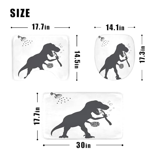 4PCS Dinosaur 71Wx71H Inches Funny Animal Dino Silhouette Shadow Kids Shower Curtain Sets with Rugs,Toilet Lid Cover and Bath Mat,for Boys Bath Accessories Art Home Decor Fabric 12 Pack Hooks - color: A1-dinosaur