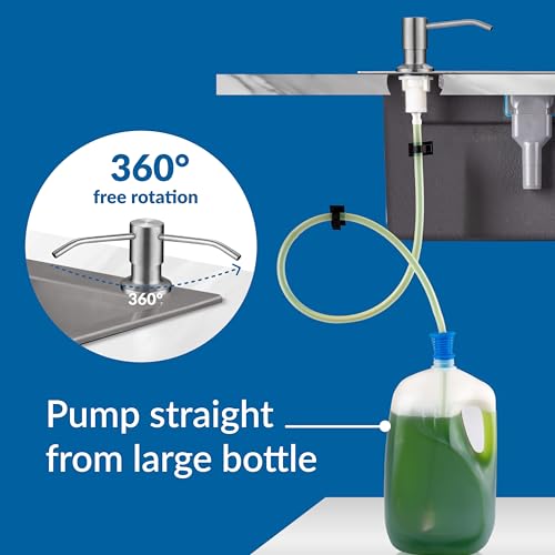 Soap Dispenser for Kitchen Sink(Brushed Nickel),Stainless Steel Countertop Dish Soap Dispenser Pump with 47 '' Extension Tube kit - color: Brushed Nickel