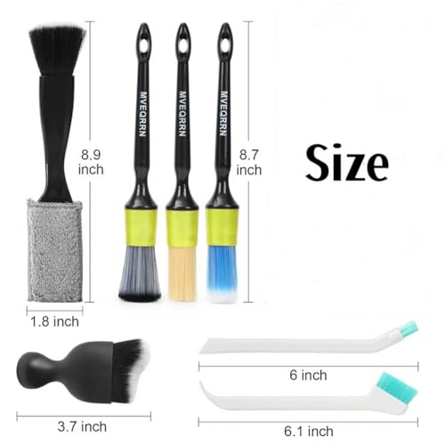 MVEQRRN 7PCS Car Detailing Brush Set,Boars Hair Detail Brush kit(Green) | Ultra Soft No Scratch, Car Dust Brush,Car Detailing Brushes Kit, Detail Brushes Car Detailing for Interior Exterior - color: 7PCS detailing brush green