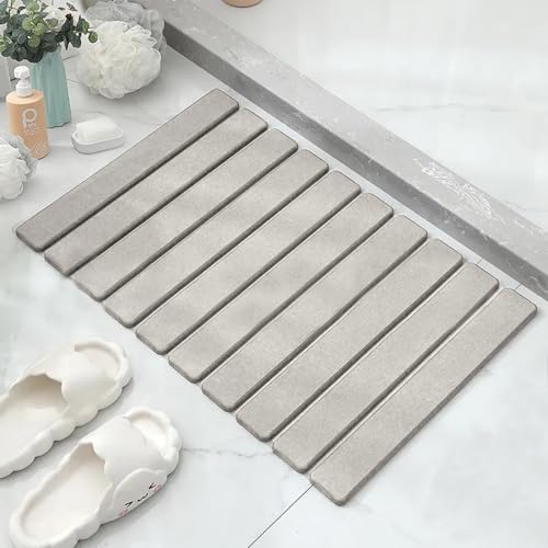 Asou Stone Bath Mat Bathtub Mat Foldable Diatomaceous Earth Bath Mat Anti-Skid Absorbent Quick Drying Floor Mat for Bathtub Bathroom Kitchen
