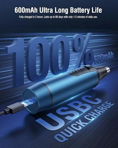 AREYZIN Nose Hair Trimmer for Men,2026 Professional 3 in 1 Painless RechargeableEar and Nose Trimmer,IPX7 Waterproof Eyebrow Facial Hair Trimmer Body Grooming Kit Dual EdgeBlades - color: Blue