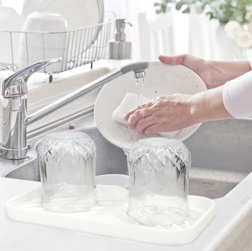 Yasmen Silicone Bathroom Soap Dishes, Sink Sponge Holder for Kitchen, Rubber Soap Dish with Drain, Shower Soap Sponge Tray, Sink or Counter Organizer, for Bar Soap, Bottle, Dish Soap Dispenser-White - color: White, size: L(9.5"×5.1" )