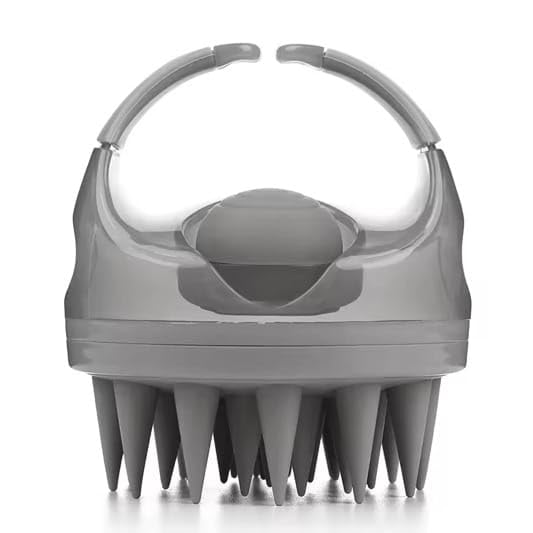 2-in-1 Scalp Massager with Shampoo Dispenser - Durable Head Scrubber for Deep Cleansing and Hair Growth, Non-Slip Exfoliating Brush for Dandruff Removal, Handheld Silicone Hair Brush - (Grey) - color: Grey