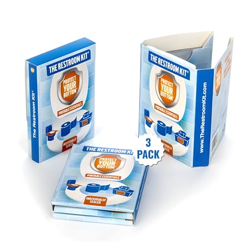 The Restroom Kit Great for travel (3-Pack) Portable Disposable Oversized Toilet Seat Cover, 3ft 3Ply Toilet Paper, Hand & Flushable Tush Wipe. - color: Blue, size: 3 Count (Pack of 1)