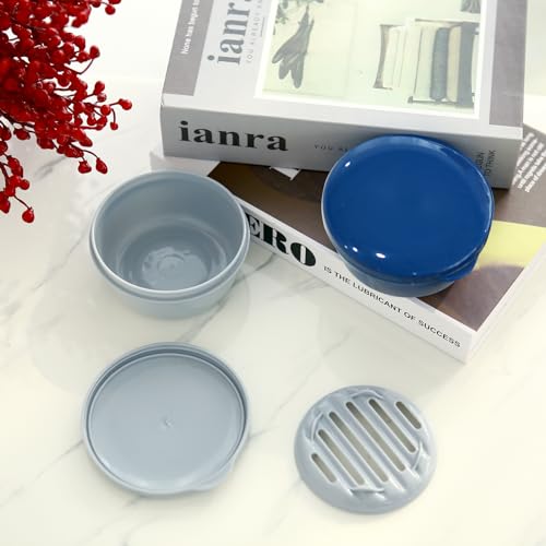 2 Pack Travel Soap Container, Round Portable Soap Dishes for Shampoo Bars | Soap Holder for Travel Shower Gym Bathroom (Navy Blue, Gray) - color: Navy Blue+gray