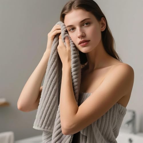 Extra Large Bath Towel Set of 6 (40"x80"),Oversized Bath Sheet Super Soft Highly Absorbent Microfibers Quick Dry Luxury Shower Towel for Bathroom Spa Gym Hotel Yoga (Grey, 6Piece) - color: Gray, size: 6Piece Towel Set