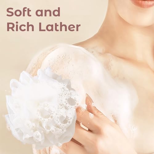 2 in 1 Loofah Sponges 2-Pack Dual-Sided Exfoliating Bath Sponges for Shower & Loofah Washcloth for Bar Soap Premium Body Scrubber with Drawstring for Gentle Skin Smoothing - Blue＆Pink - style: Blue＆Pink