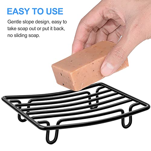 Bar Soap Dish Holder for Shower Bathroom Stainless Steel Rust Proof Self Draining, Black-2 Pack - color: Black-rectangular 2p