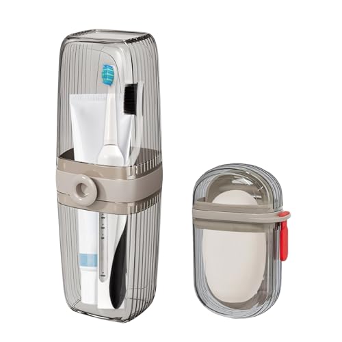 Toothbrush Travel Case and Soap Travel Case, Leakproof Soap Container with Cover, Portable Toothbrush Holder for Bathroom Storage, Camping, and Trip