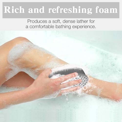 2 Pack Silicone Body Scrubber with Loofah Exfoliating Soft Shower Scrubber for Body, 2 in 1 Bath and Shampoo Wash Brush for Skin Exfoliation Men Women (Grey&Pink) - size: Grey&Pink