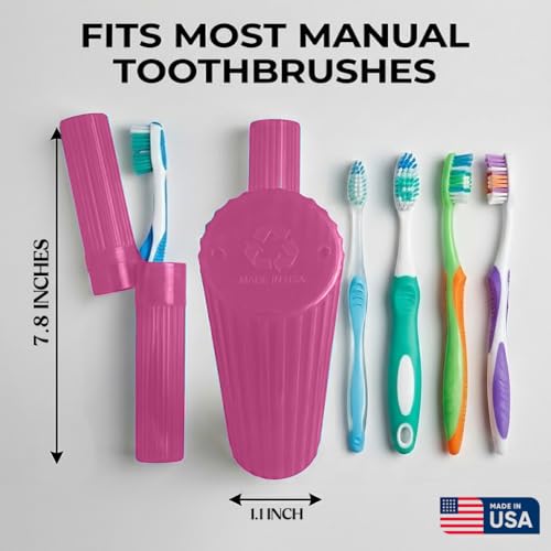 American Comb Toothbrush Holder - Pink, Made in USA, with Ventilation Holes, for Toothbrush Covers, Toothbrush Holder, Toothbrush Soft, Durable Design, Hygienic Bathroom Accessory - color: Pink