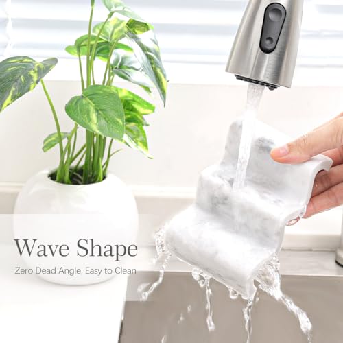 Luxspire Soap Dish, Marble Soap Dish, Self-draining Tray, Soap Holder Saver for Shower, Bathroom, Sink, Kitchen and Countertop, Gravel White - color: Gravel White