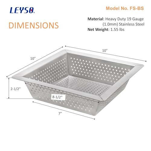 Leyso Stainless Steel Floor Sink Top Hang Basket Strainer Sink Drain Cover 10” x 10” x 2-1/2” for Kitchen, Restaurant, Bar, Buffet (2-1/2"H SS) - style: 2-1/2"H SS