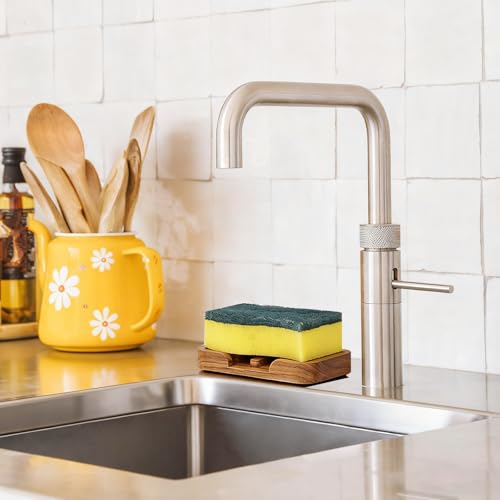 HTB Self Draining Soap Dish Teak Wood Keep Soap Dry | Wooden Soap Holder,Sponge Holder for Kitchen,Soap Saver for Shower, Bathroom, Sink, Bathtub,Kitchen and Countertop - color: 1pcs