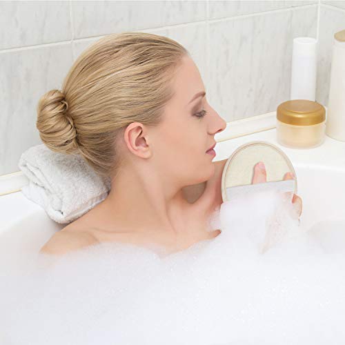 Boao 6 Pcs Bath Shower Pouf Sponge Mesh Pouf Shower Ball Exfoliating Body Sponge Pad Scrubber Glove with Flower Bath Ball (Beige) - style: Beige